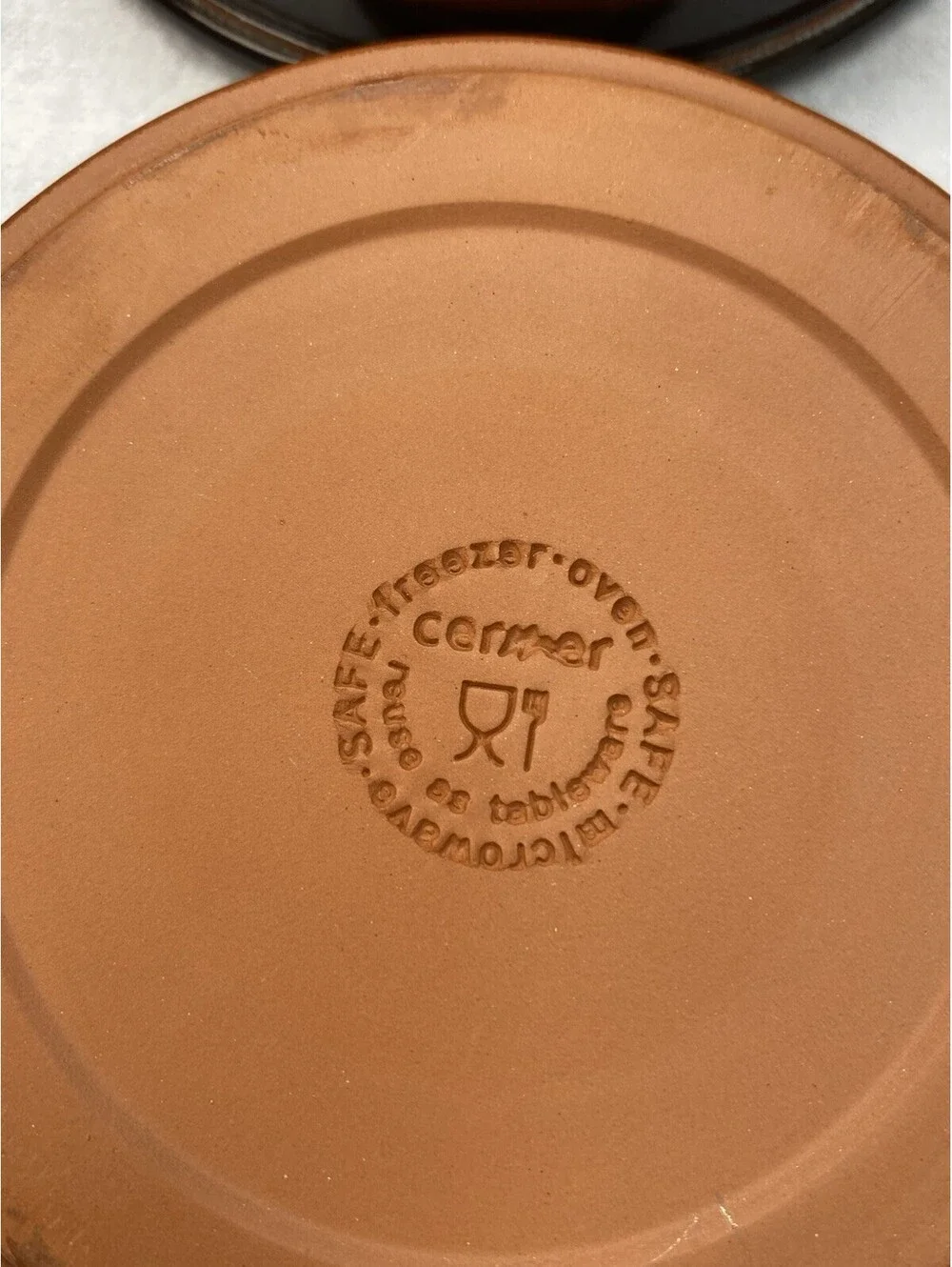 4 Vintage Cermer Rust Red Terracotta Ramekins W/ Black Glaze Band Made in Spain